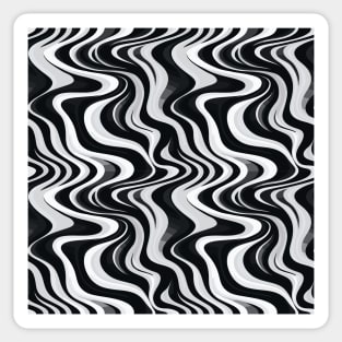 Monochrome Waves: Modern Abstract Ebb and Flow Sticker